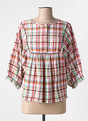 Blouse tissage popeline manches 3/4 rouge LEON & HARPER femme