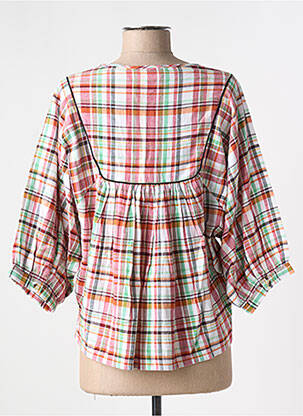 Blouse tissage popeline manches 3/4 rouge LEON & HARPER femme