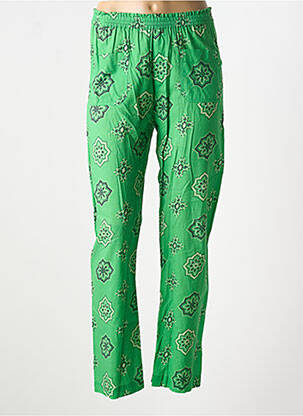Pantalon droit tissage popeline taille normale vert SWILDENS femme