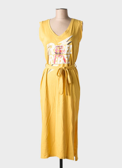 Robe mi-longue manches courtes manches courtes jaune MKT STUDIO femme
