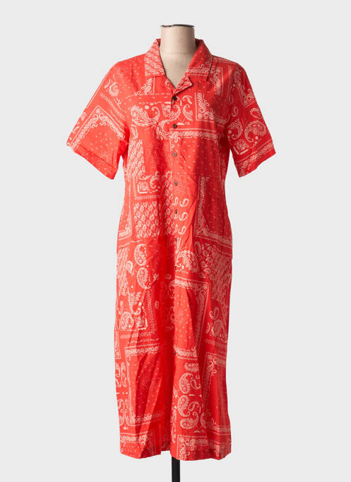 Robe mi-longue imprimé fantaisie manches courtes rouge NUDIE JEANS CO femme