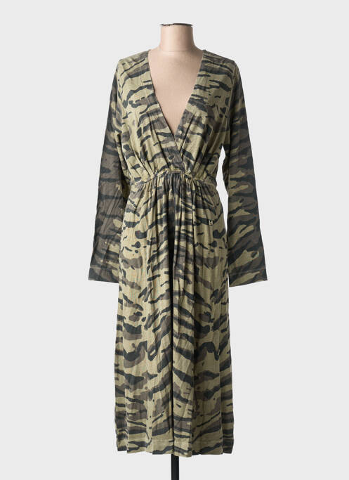 Robe mi-longue manches longues manches longues vert LEON & HARPER femme