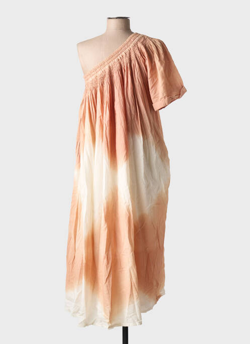 Robe mi-longue manches courtes manches courtes beige LEON & HARPER femme