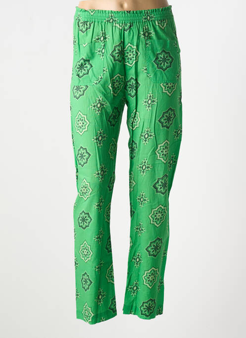 Pantalon droit tissage popeline taille normale vert SWILDENS femme