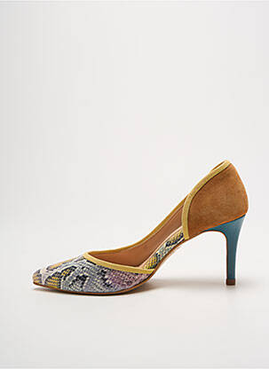 Escarpins tissage satiné talon de 7 à 9cm jaune CRÉATIS femme