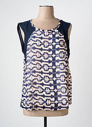 Blouse imprimé fantaisie sans manche bleu ARELINE femme