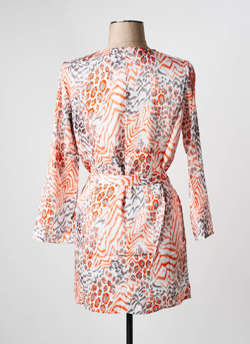Robe courte manches longues manches longues orange ARELINE femme