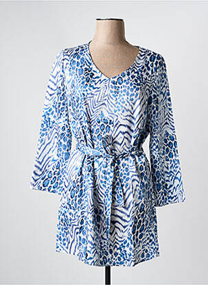 Robe courte manches longues manches longues bleu ARELINE femme