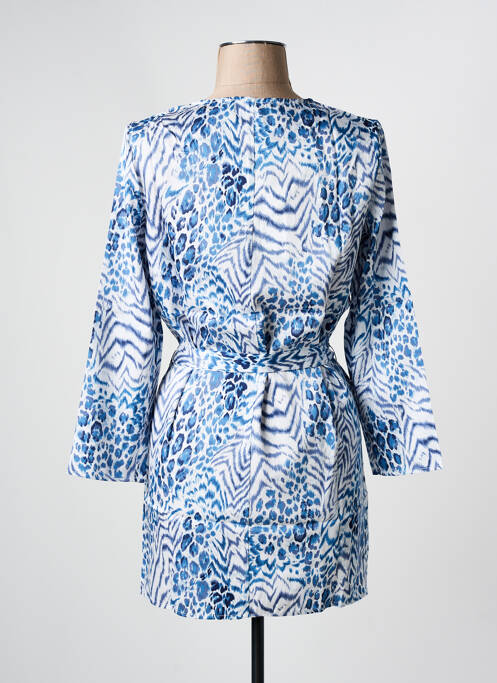 Robe courte manches longues manches longues bleu ARELINE femme