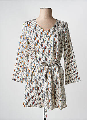 Robe courte manches longues manches longues beige ARELINE femme