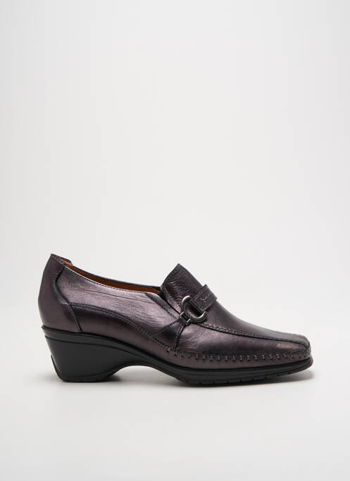 Mocassins matière lisse talon de 4 à 6cm gris FLEXELL femme