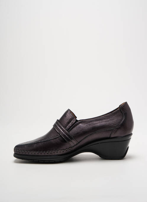 Mocassins matière lisse talon de 4 à 6cm gris FLEXELL femme