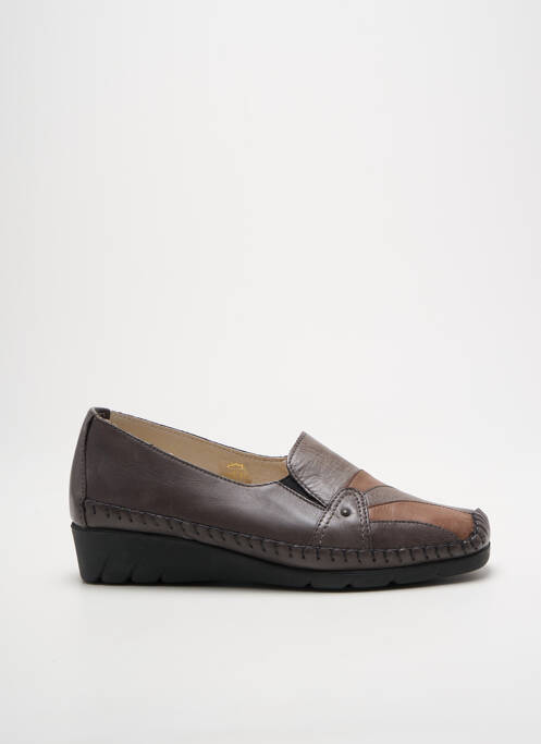 Mocassins tissage satiné talon plat jusqu'à 3cm gris LUXAT femme