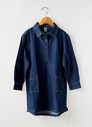 Robe mi-longue manches longues bleu PETIT BATEAU fille