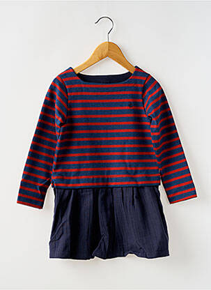 Robe mi-longue col rond manches longues bleu PETIT BATEAU fille