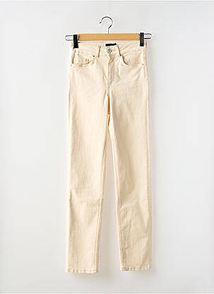 Jeans coupe slim stretch taille normale beige PIECES femme