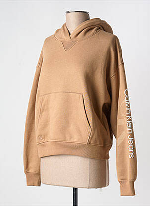 Sweat-shirt à capuche stretch manches longues marron CALVIN KLEIN femme