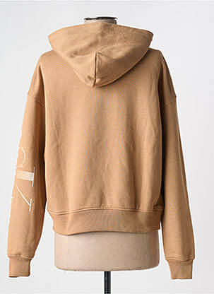 Sweat-shirt à capuche stretch manches longues marron CALVIN KLEIN femme