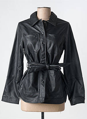 Veste simili cuir fermeture pressionnée noir PIECES femme