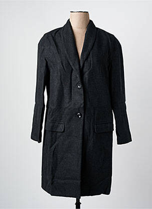 Manteau long coupe droite sans capuche gris ARELINE femme