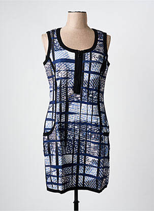 Robe mi-longue imprimé fantaisie sans manche bleu ARELINE femme