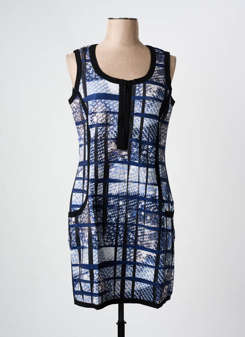 Robe mi-longue imprimé fantaisie sans manche bleu ARELINE femme