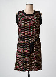 Robe mi-longue imprimé fantaisie sans manche noir ARELINE femme