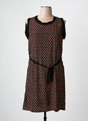 Robe mi-longue imprimé fantaisie sans manche noir ARELINE femme