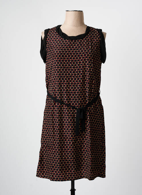 Robe mi-longue imprimé fantaisie sans manche noir ARELINE femme
