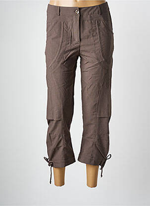 Pantacourt stretch taille normale marron ARELINE femme