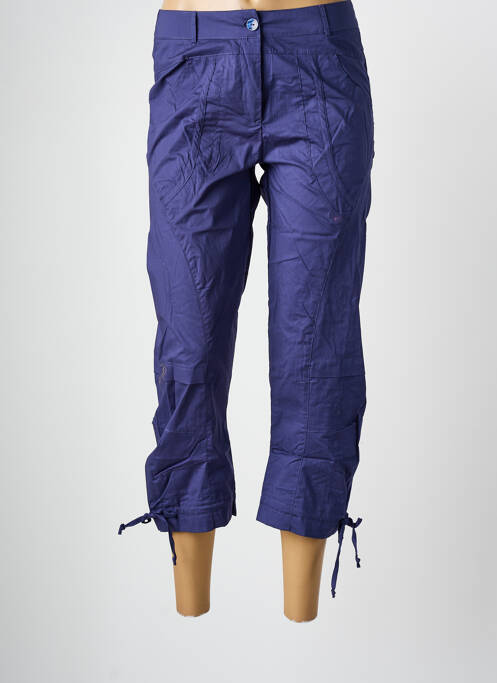 Pantacourt stretch taille normale bleu ARELINE femme