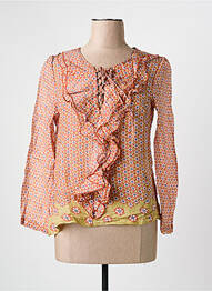 Blouse imprimé fantaisie manches longues orange ARELINE femme