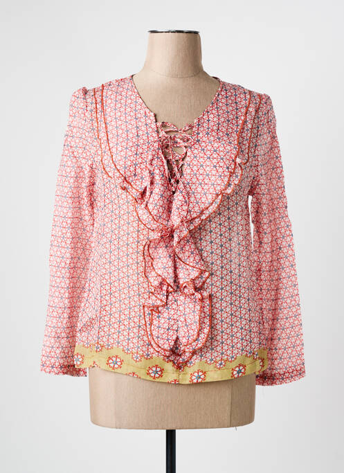 Blouse imprimé fantaisie manches longues rouge ARELINE femme