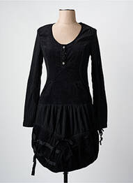 Robe mi-longue manches longues manches longues noir ARELINE femme