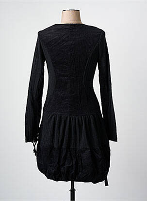 Robe mi-longue manches longues manches longues noir ARELINE femme