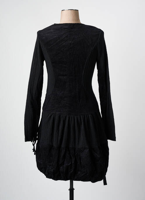 Robe mi-longue manches longues manches longues noir ARELINE femme