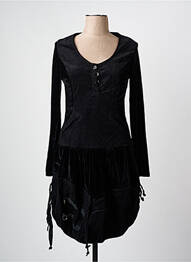 Robe mi-longue manches longues manches longues noir ARELINE femme