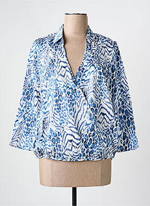 Blouse imprimé fantaisie manches longues bleu ARELINE femme