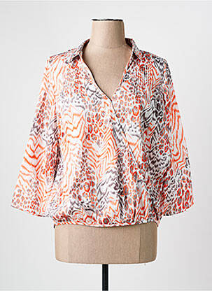 Blouse tissage popeline manches longues orange ARELINE femme