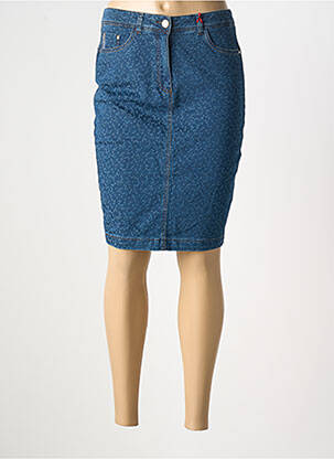 Jupe mi-longue coupe droite bleu JOCAVI femme