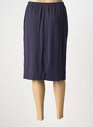 Jupe mi-longue coupe droite bleu GUY DUBOUIS femme
