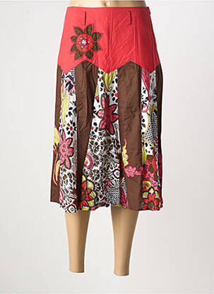 Jupe mi-longue taille à pinces rouge CLODINE femme
