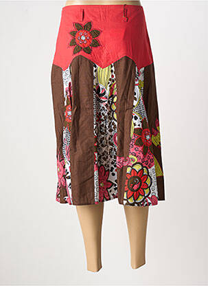 Jupe mi-longue taille à pinces rouge CLODINE femme