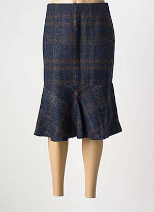 Jupe mi-longue coupe droite évasée sur le bas bleu OLSEN femme