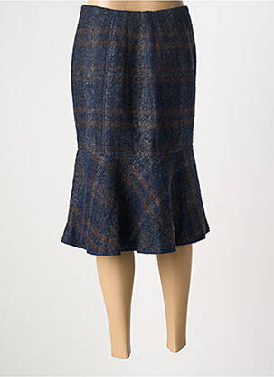 Jupe mi-longue coupe droite évasée sur le bas bleu OLSEN femme