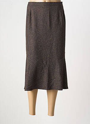 Jupe mi-longue taille à pinces marron GEVANA femme