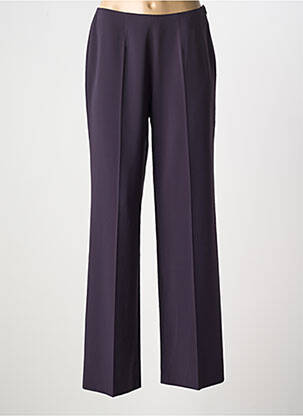 Pantalon droit tissage crêpe taille haute violet TONI femme