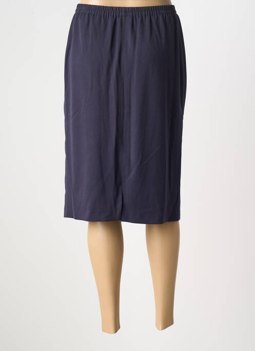 Jupe mi-longue coupe droite bleu GUY DUBOUIS femme