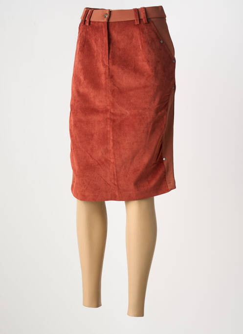 Jupe mi-longue coupe droite orange MERI & ESCA femme