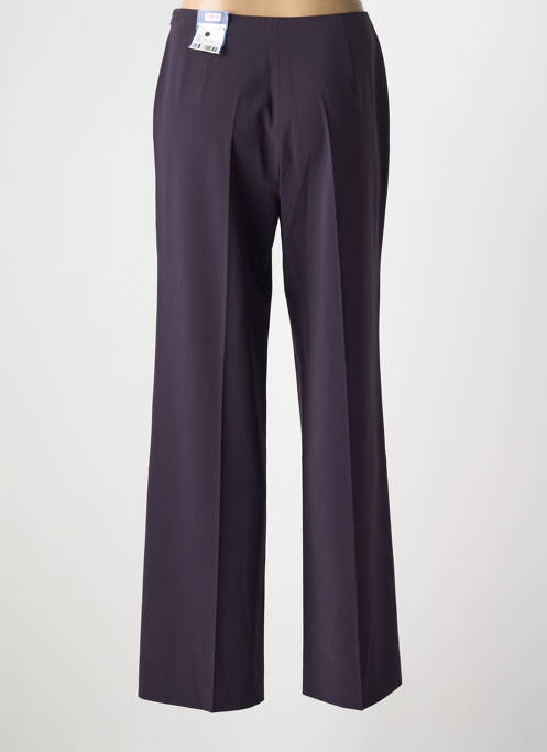 Pantalon droit tissage crêpe taille haute violet TONI femme